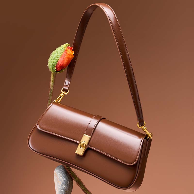 Adiffu High Quality Cowhide Baguette Underarm Bag Shoulder Crossbody Bag