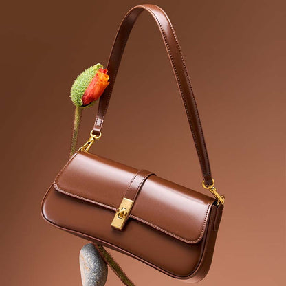 Adiffu High Quality Cowhide Baguette Underarm Bag Shoulder Crossbody Bag