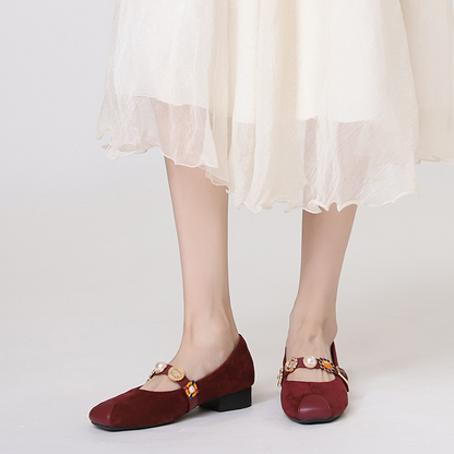 Adiffu Parisian Pearl Mary Jane Heels