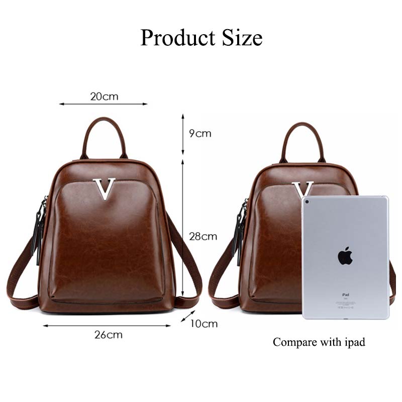 Adiffu Stylish Retro Genuine Leather Backpack Women's School Bag