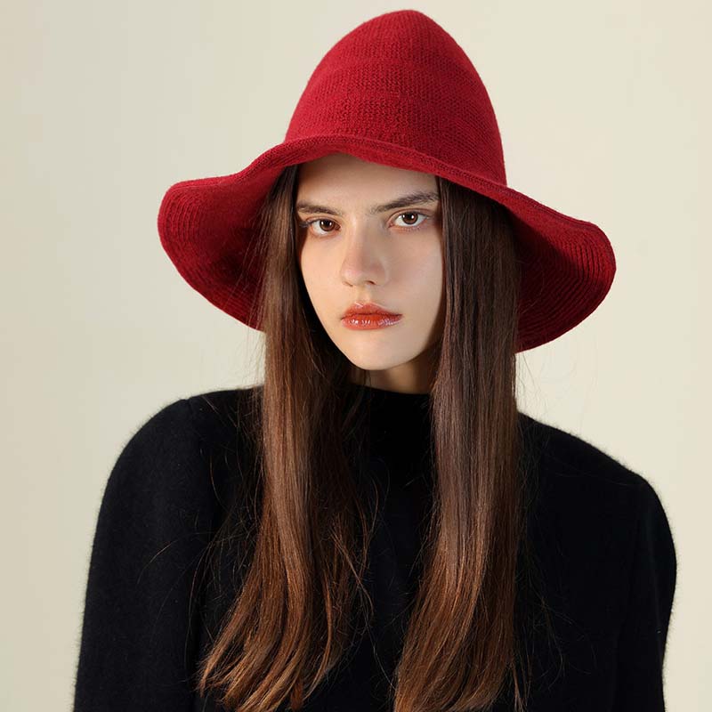 Adiffu Halloween Witch Hat With Large Brim Knitted Party Cosplay Hat
