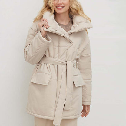 Adiffu Mid-length Stand-up Collar Padded Jacket