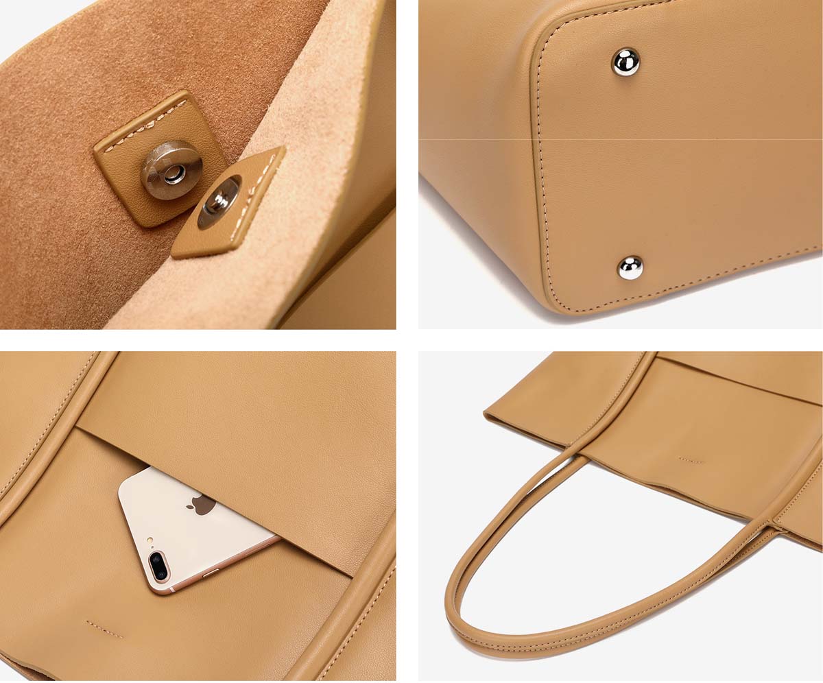 Adiffu Large Capacity Leather Handbag Shoulder Bag Women's Tote Bag