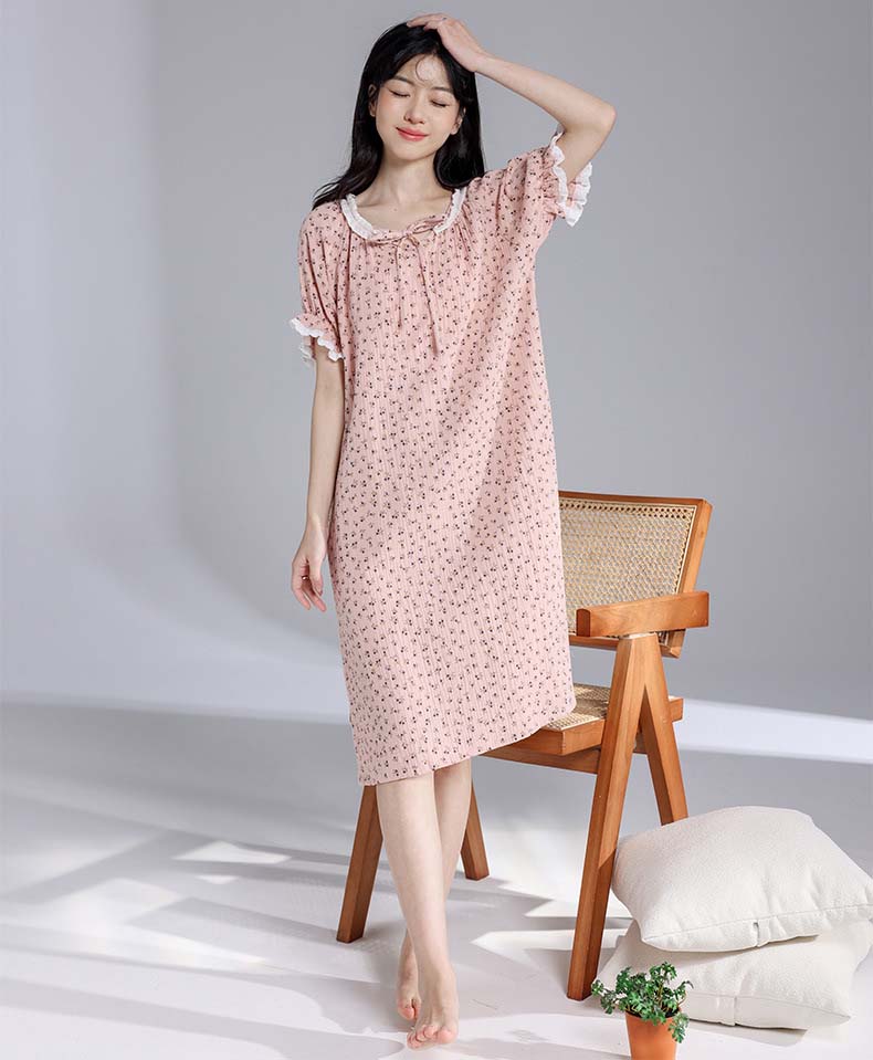 Adiffu Summer Cotton Floral Dress Pajamas