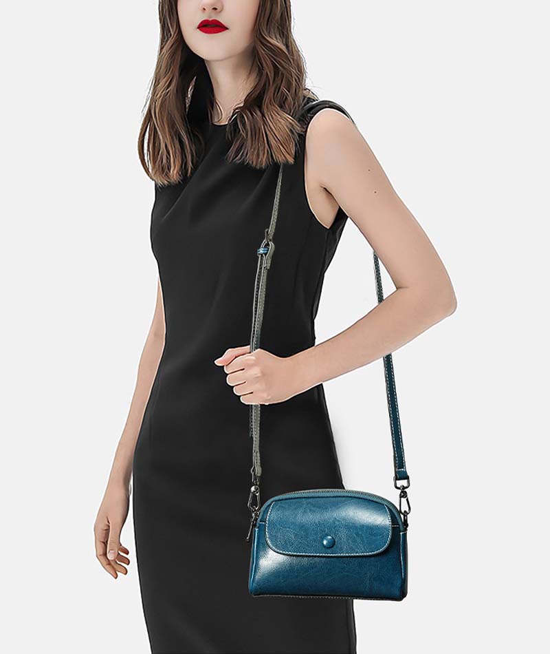 Adiffu Multi-compartment Genuine Leather Women's Mobile Phone Bag