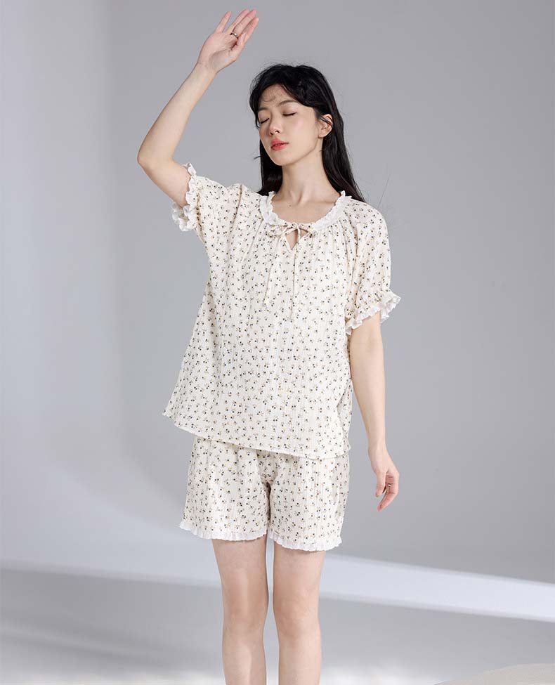 Summer Floral Cotton Pajamas For Women