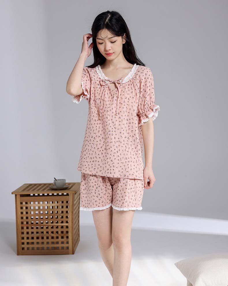 Summer Floral Cotton Pajamas For Women