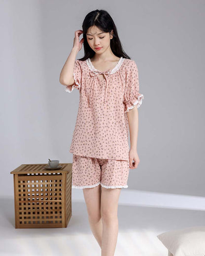 Summer Floral Cotton Pajamas For Women