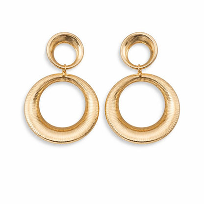 European and American Retro Creative Striped Circle Earrings