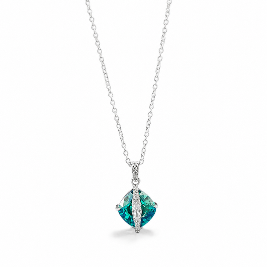 Arctic Glow Paraiba Square Pendant Necklace