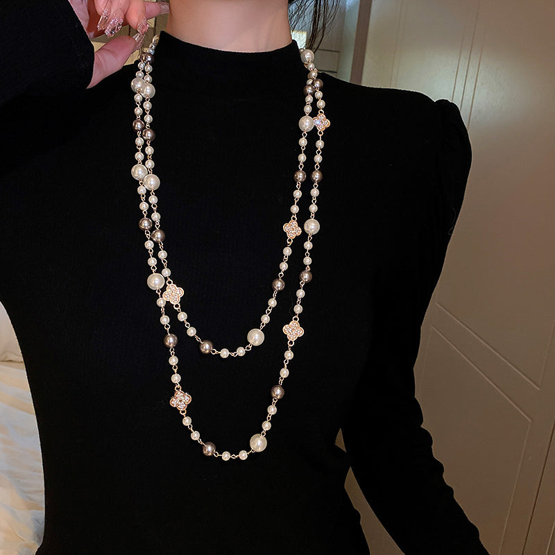 Adiffu Long Imitation Pearl Necklace