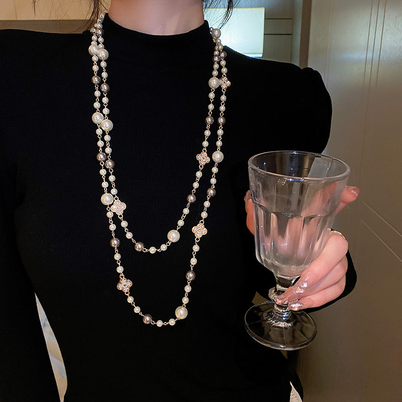 Adiffu Long Imitation Pearl Necklace