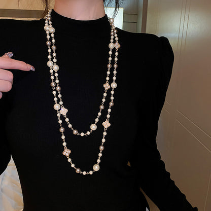 Adiffu Long Imitation Pearl Necklace