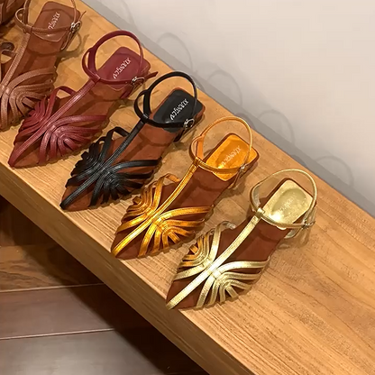 Selene Woven Roman Low-Heel Sandals