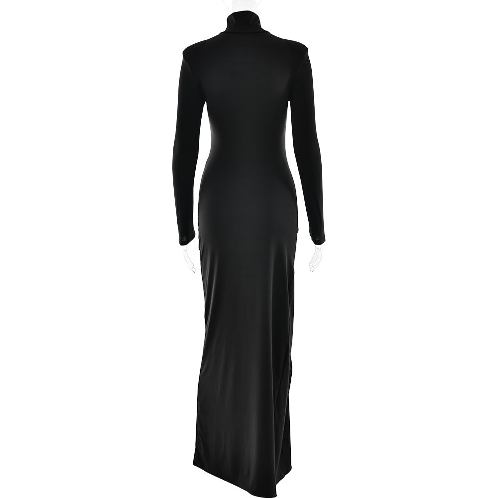 Adiffu Stylish Lace-up Slim Dress With High Slit