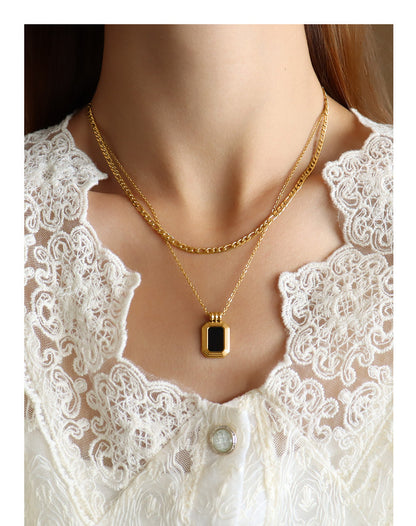 Adiffu French Double Clavicle Necklace For Women