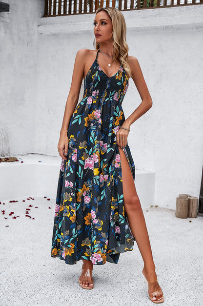 Adiffu Casual Holiday Print Strappy Dress