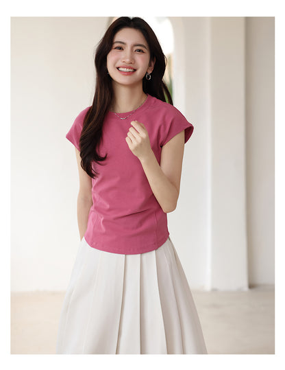 Summer Crew Neck Slim-fit Short-sleeved T-shirt For Girl