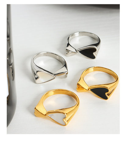 Adiffu Small And Large Heart-shaped Couple Ring
