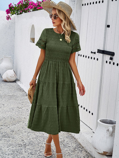 Adiffu Comfortable Hollow Short-sleeved Dress