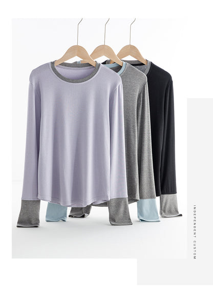 Adiffu Circular Design Waist Slimming Long Sleeve T-shirt