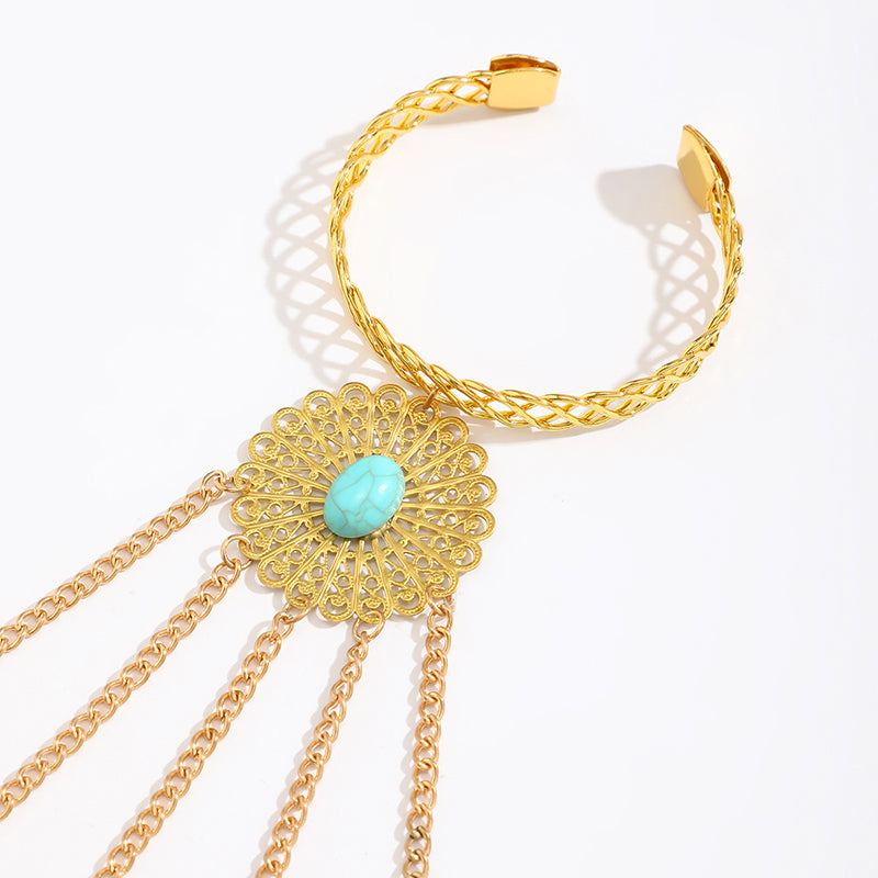 Punk Tapered Nail Chain Ring Bracelet
