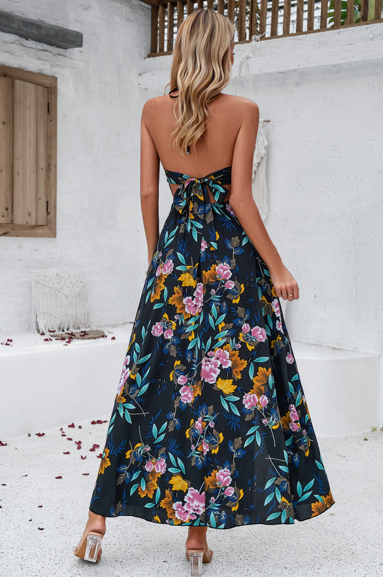 Adiffu Casual Holiday Print Strappy Dress