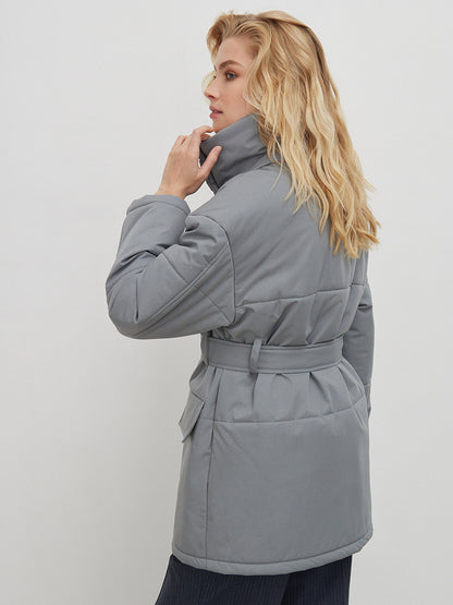 Adiffu Mid-length Stand-up Collar Padded Jacket