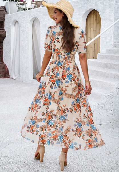 Popular Floral Short-sleeved Dress