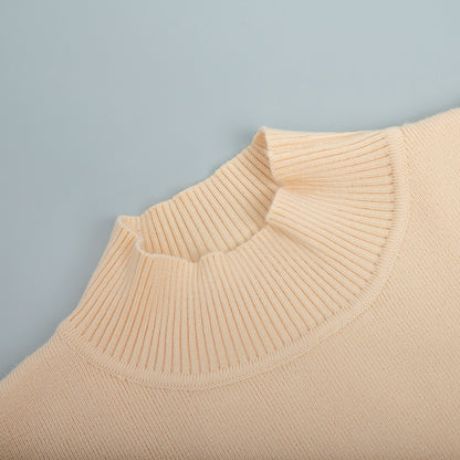 Adiffu Solid Color Knit Turtleneck Slit Sweater Set