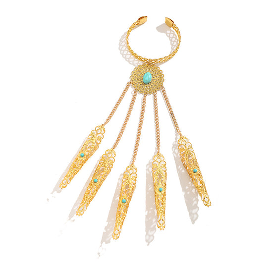 Punk Tapered Nail Chain Ring Bracelet