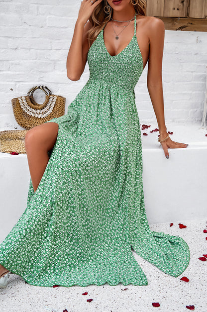 Adiffu Casual Holiday Print Strappy Dress