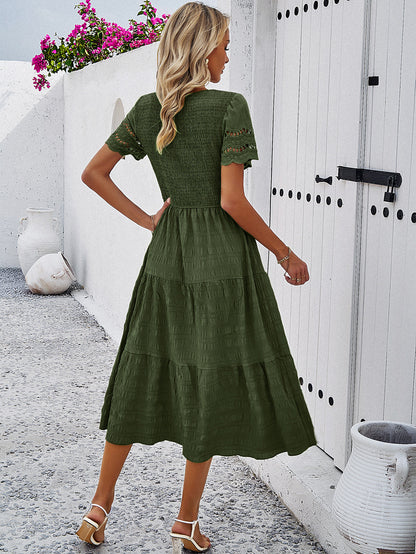 Adiffu Comfortable Hollow Short-sleeved Dress