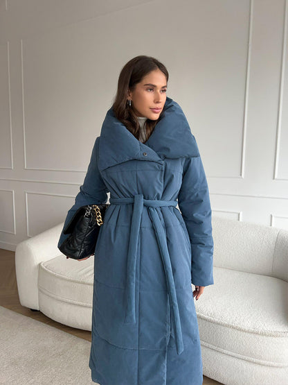 Adiffu Loose Casual Warm Long Stand-up Collar Cotton-padded Jacket