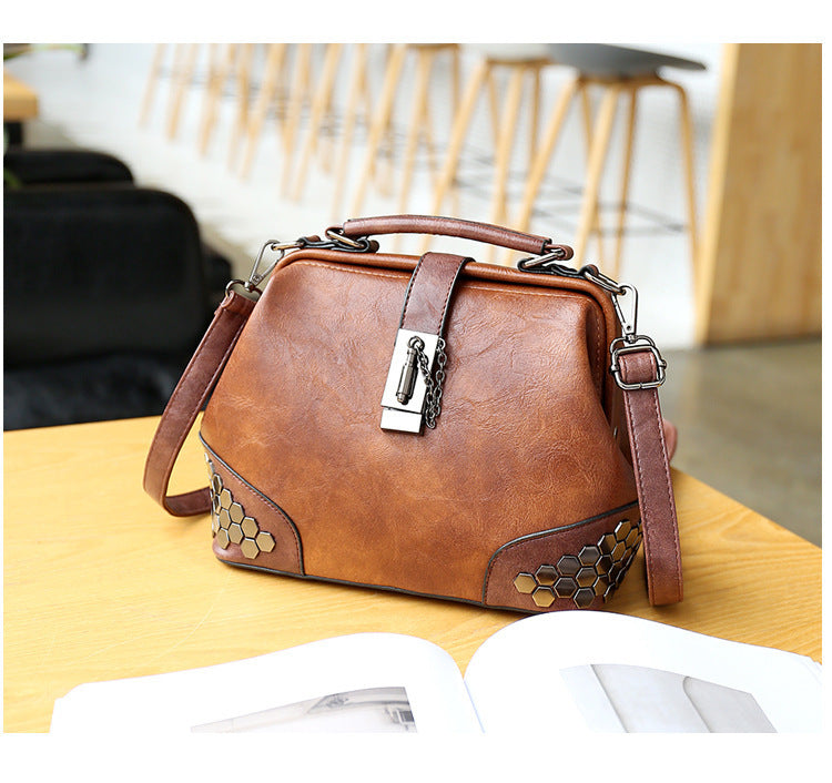 Adiffu Vintage Riveted Shoulder Crossbody Bag