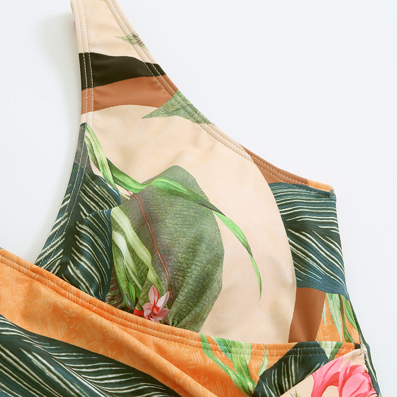 Adiffu Printed Long Skirt Swimsuit