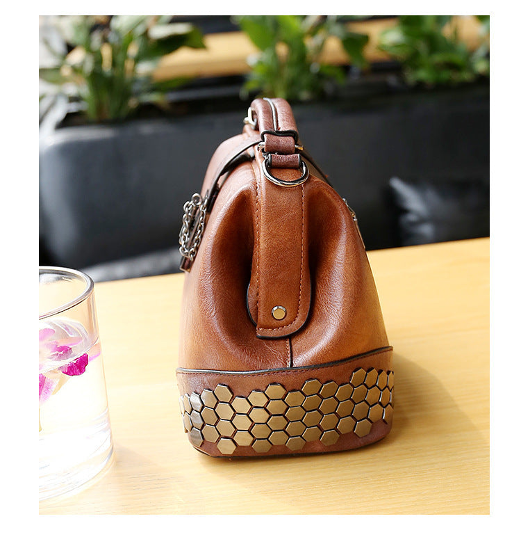 Adiffu Vintage Riveted Shoulder Crossbody Bag