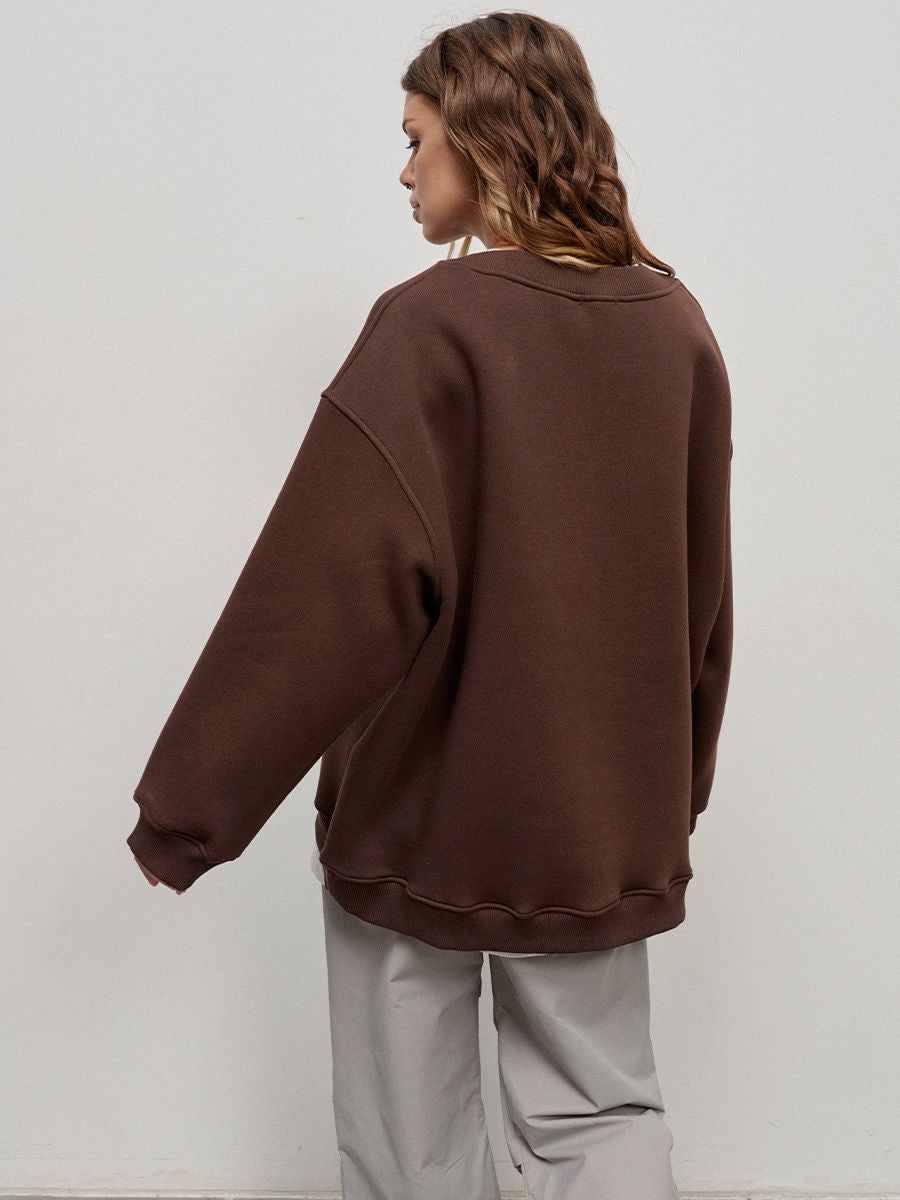 Adiffu Loose Round Neck Pullover Sweatshirt