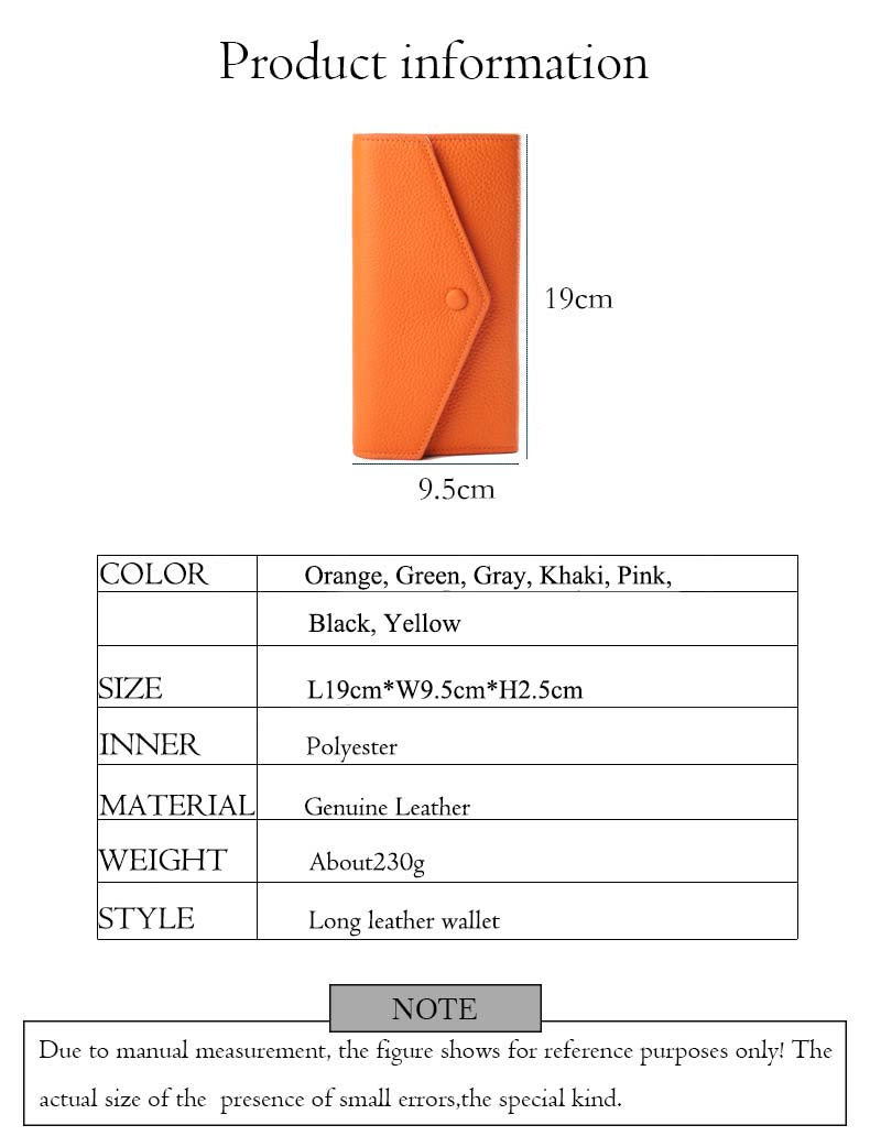 Adiffu Selected Pure Cowhide Soft Leather Long Wallet