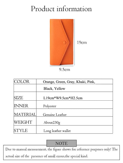 Adiffu Selected Pure Cowhide Soft Leather Long Wallet