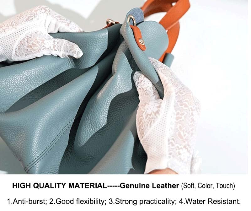 Adiffu Genuine Leather Handbags Head Layer Cowhide Litchi Grain Women Crossbody Bag
