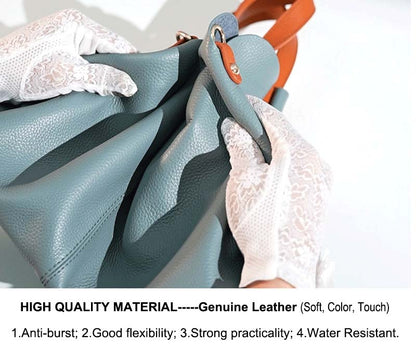 Adiffu Genuine Leather Handbags Head Layer Cowhide Litchi Grain Women Crossbody Bag