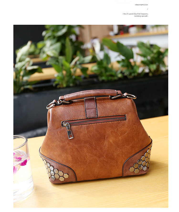 Adiffu Vintage Riveted Shoulder Crossbody Bag