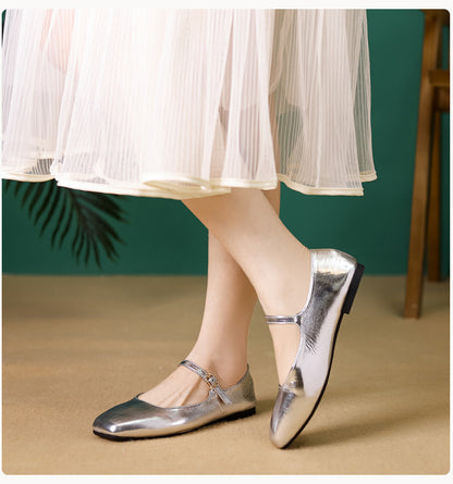 Adiffu French Soft Leather Maryjane Flats