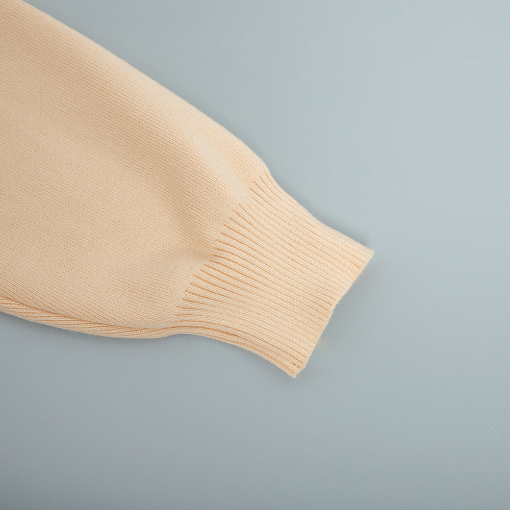Adiffu Solid Color Knit Turtleneck Slit Sweater Set