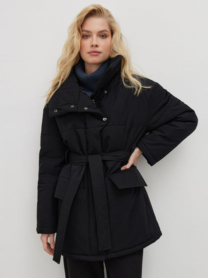 Adiffu Mid-length Stand-up Collar Padded Jacket