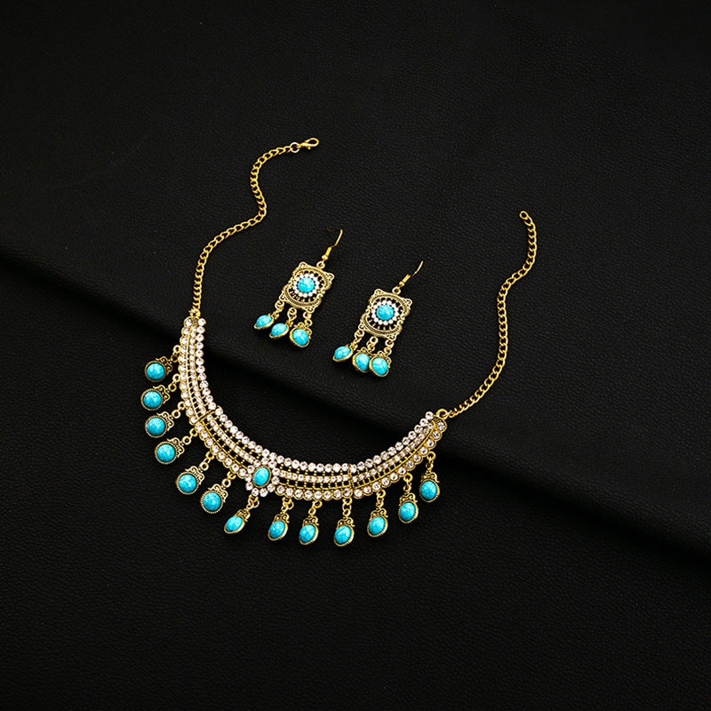 European and American Vintage Rhinestone Jewelry Set