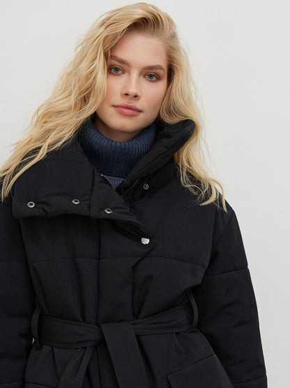 Adiffu Mid-length Stand-up Collar Padded Jacket