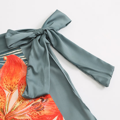 Adiffu Printed Long Skirt Swimsuit