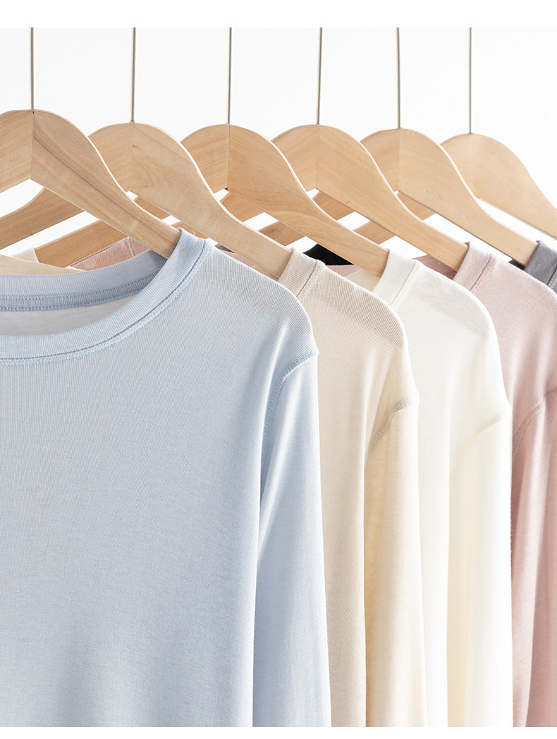 Spring and Summer Round Neck Blouse Long Sleeve T-shirt Micro-transparent Knitwear